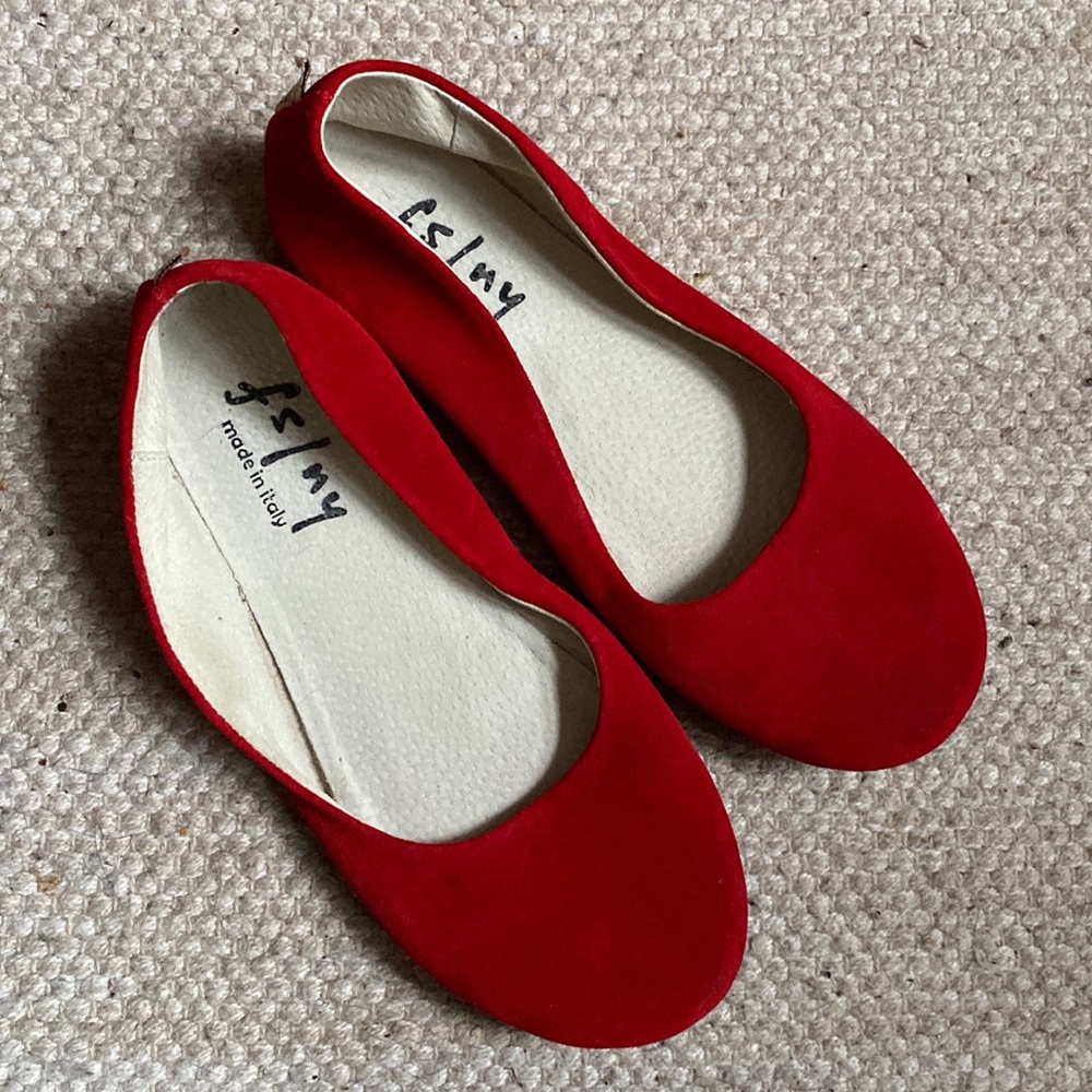 FS/NY French Sole Sloop Red Suede Ballet Flats